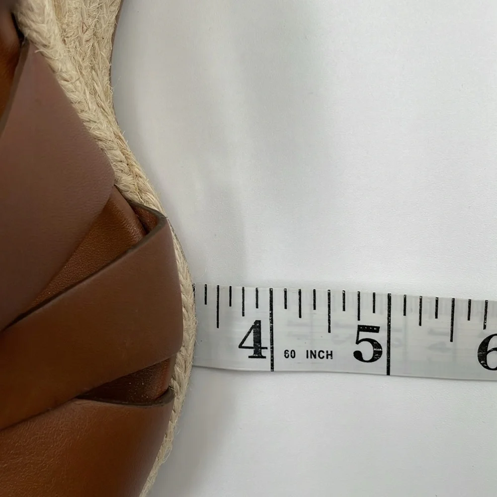 Prada Rony Brown Leather Espadrilles Platform Jute & Rubber‎ Wedge Heel - 37